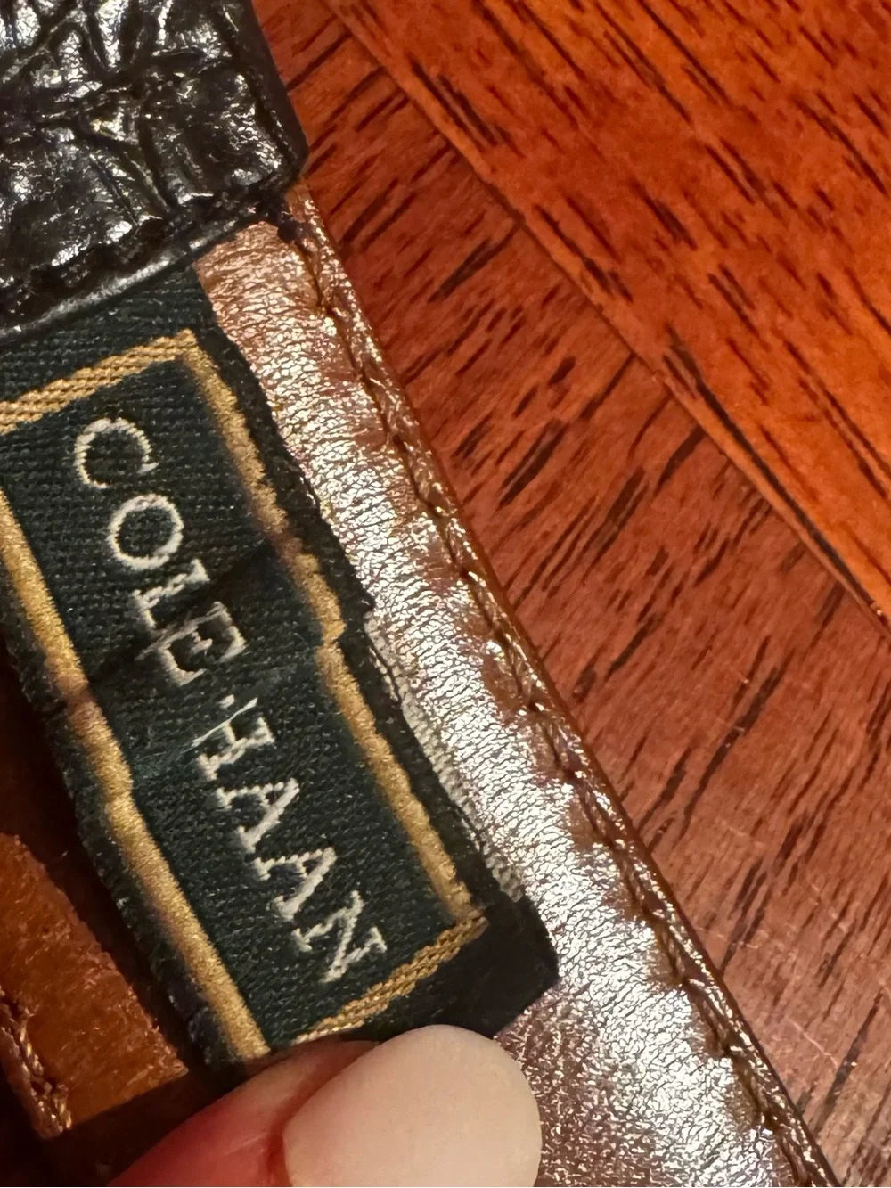 Cole Haan Men’s Black Croc Embossed Leather Belt Size 36 Made in USA